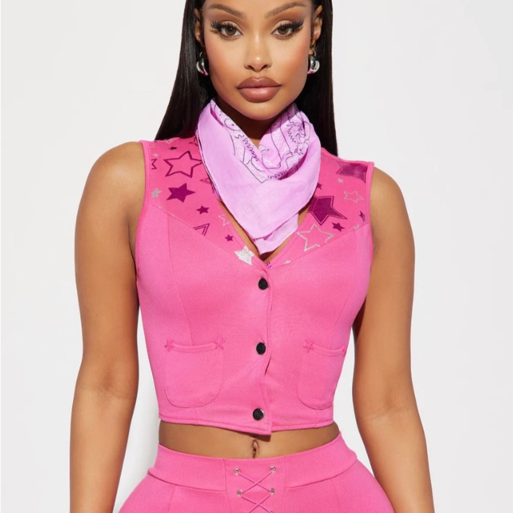 Fashions Nova Western Star Girl Pink Costume Top S/M